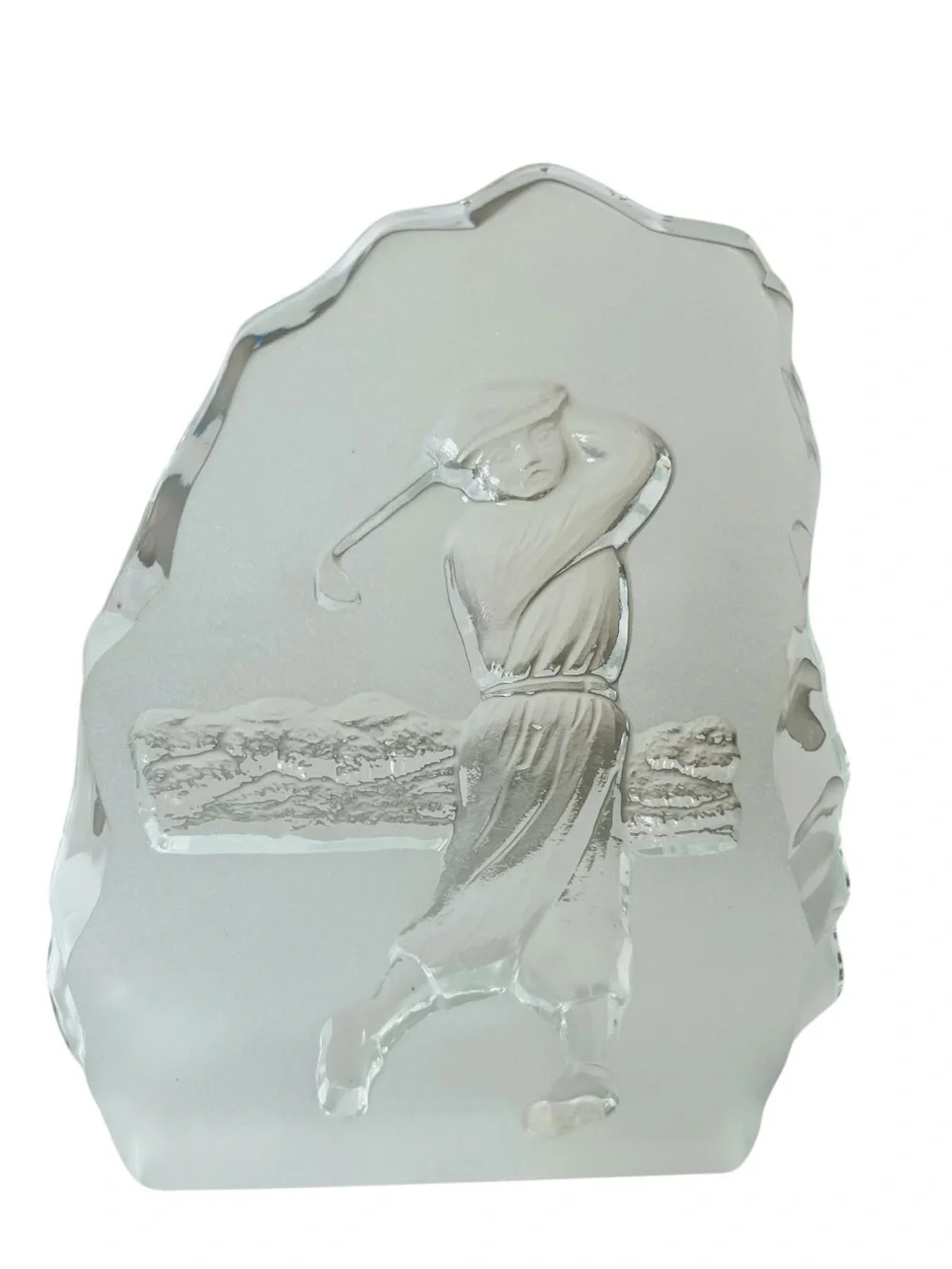 Vintage Hand Made Czech Republic Bohemia Golf Art Glass Paperweight